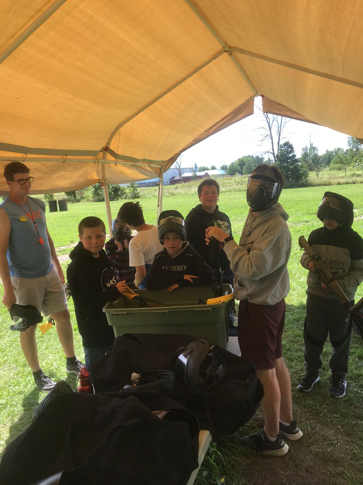 Campers getting ready for some airsoft